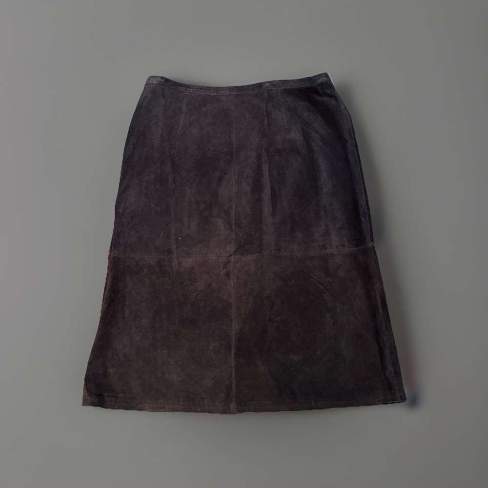 Style & Co Woman Plus Size 24W A-Line Brown Leather Skirt